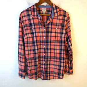 NWT St. John's Bay Plaid Button Front Shirt  - Large